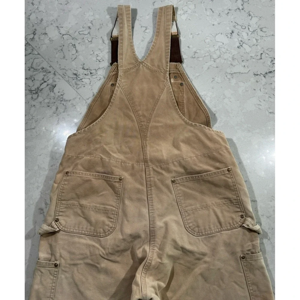 Carhartt Bib Overalls Mens 38x36 Brown Duck Canvas Insulated Workwear R41 BRN